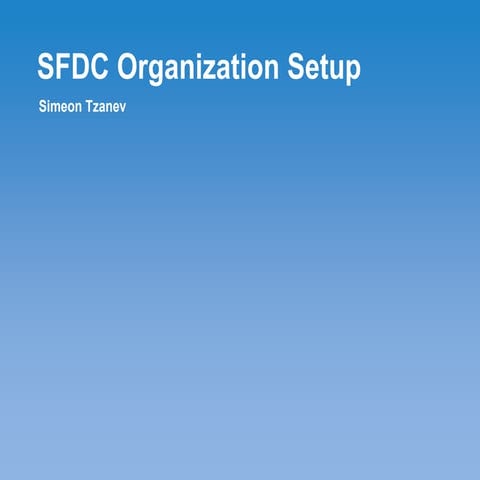 SFDC Organization Setup