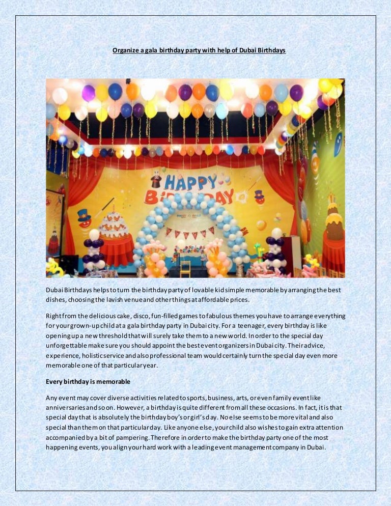 Organize a gala birthday party with help of dubai birthdays