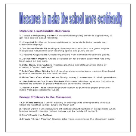 Organize a sustainable classroom