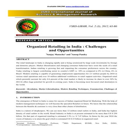 Organized retailing in India: challenges and opportunities