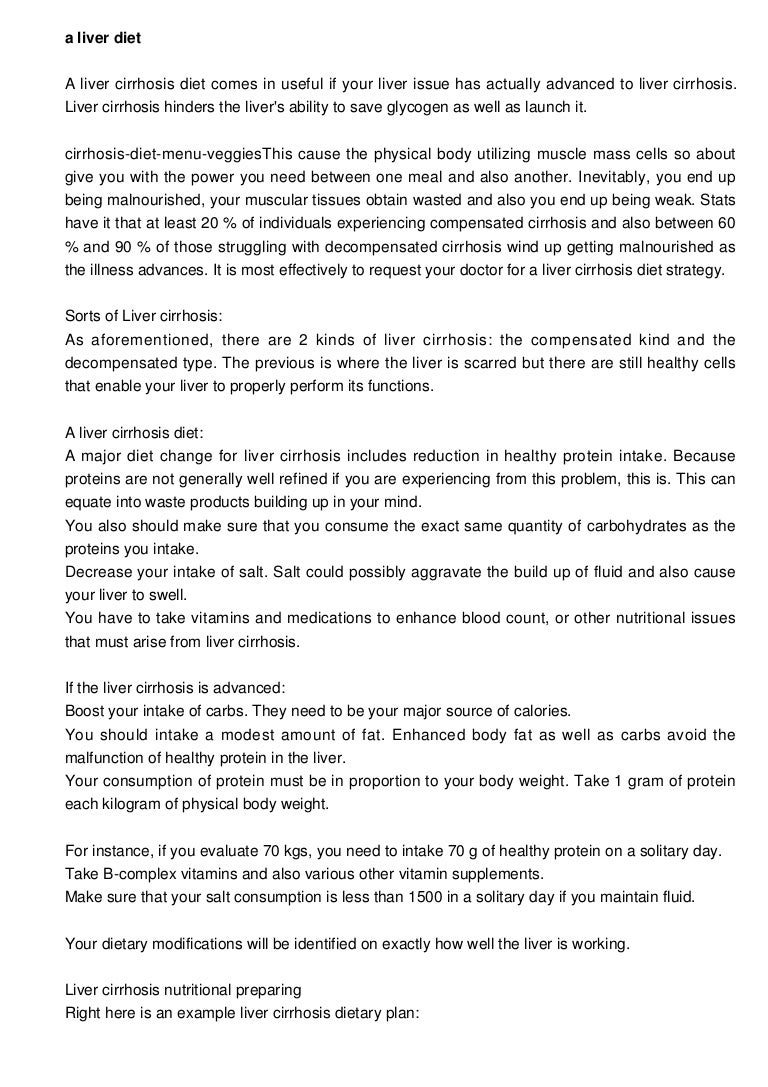 Setting up a diet for Cirrhosis of the liver 