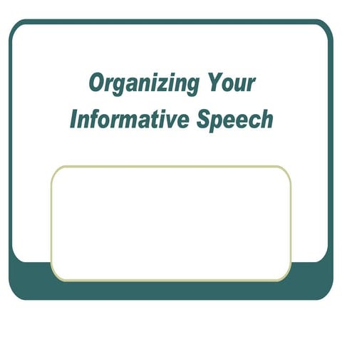 Organizing Your Speech