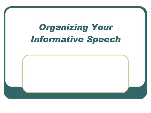Speech Organization