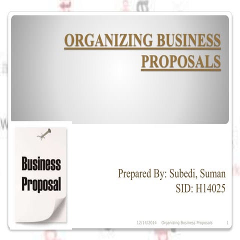 Organizing business proposals