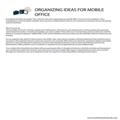Organizing ideas for mobile office | PDF