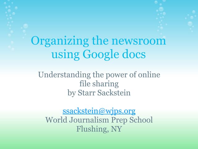 Organizing the Newsroom Using Google Docs