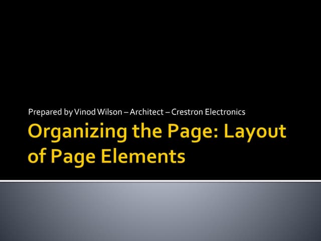 UI Design - Organizing the page