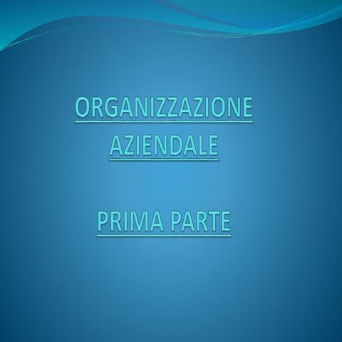 Organizzazione aziendale I e II parte