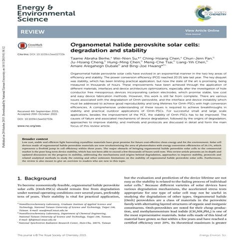 Characteristics of Perovskite Solar Cells | PDF
