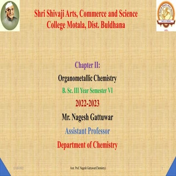 Organometallic Chemistry for any B. Sc. students