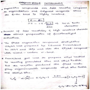 Organozinc compounds hand written notes