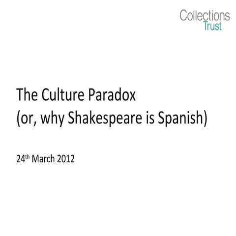 The Culture Paradox (or why Shakespeare is Spanish)