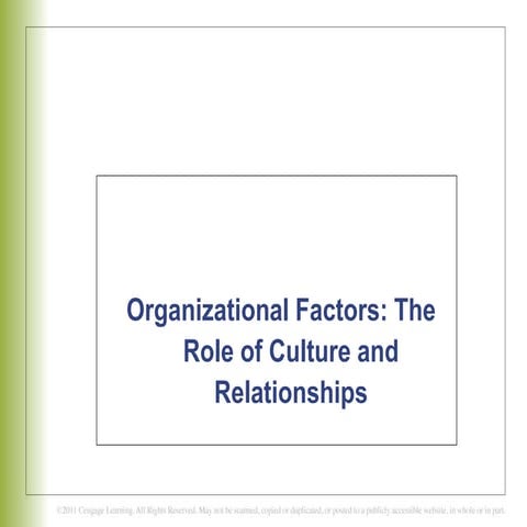 Organization culture and ethics/ Organizational Factors: The Role of Culture ...