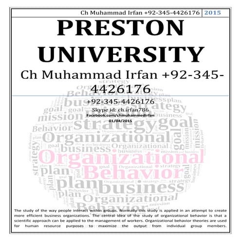 Orgnaizational behaviour part 01