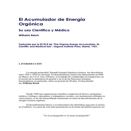 Acumulador de energía orgónica