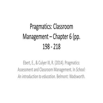 Chapter 6   pragmatics - classroom management