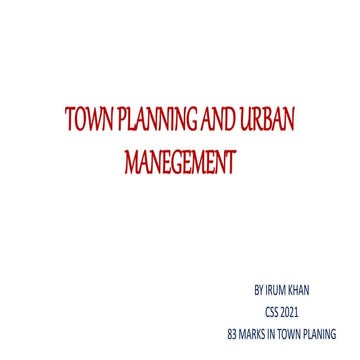 orienattion class of town plannig and urban management