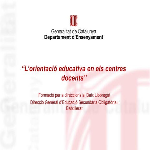 L’orientació educativa en els centres docents