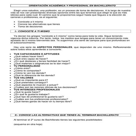 Orientación en Bachillerato