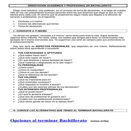 Orientación en bachillerato