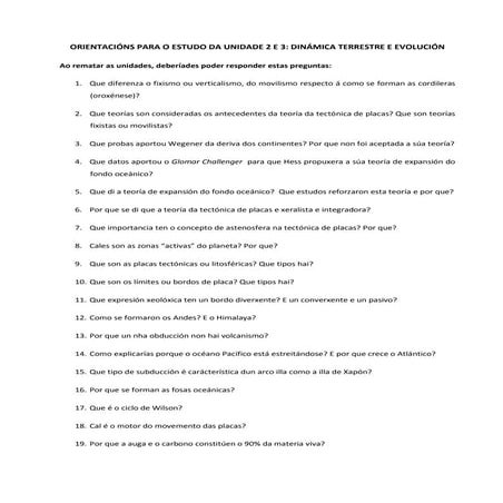 Orientacións para o estudo da unidade 2 e 3 adán