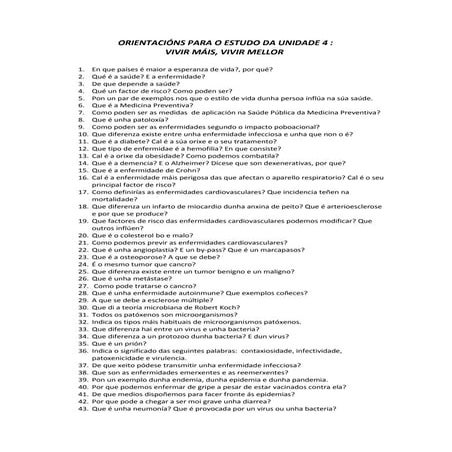 Orientacións para o estudo da unidade 4