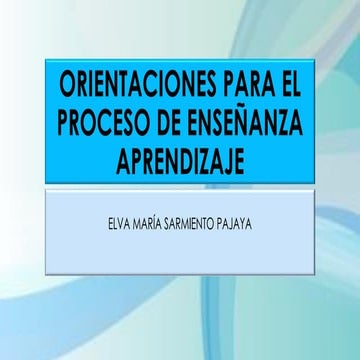 Orientaciones para el proceso de enseñanza aprendizaje | PDF