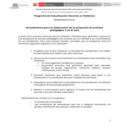 Orientaciones para la elaboracion de la propuesta de pp1