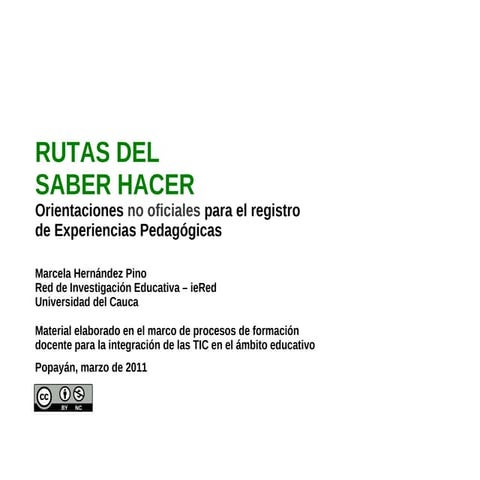 Orientacion: Las Rutas Del Saber Hacer - Ministerio de Educacion