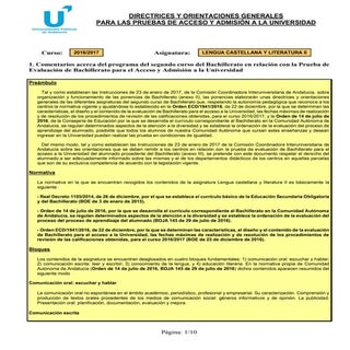 Orientaciones selectividad 2017