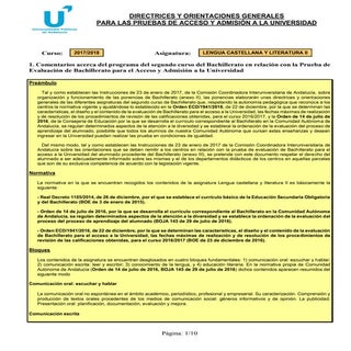 Orientaciones selectividad 2018