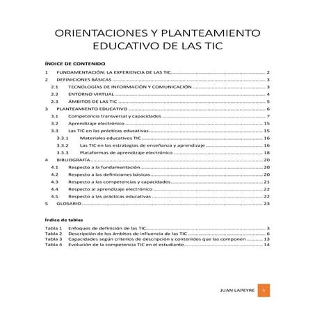 Orientaciones y planteamiento educativo de las TIC