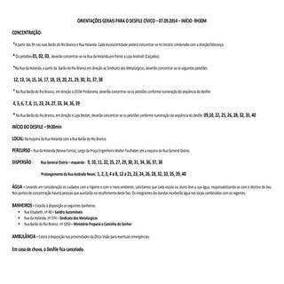 Orientações gerais para o desfile c...