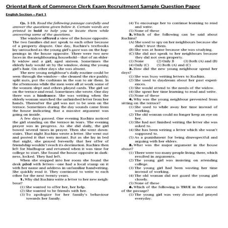 JSpiders BTR  Oriental bank of commerce clerical sample question paper   all sections