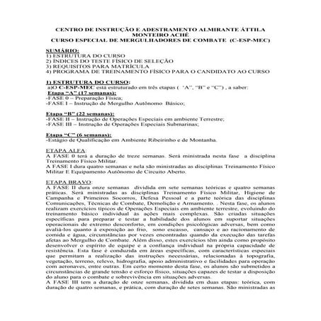 Orientação aos Candidatos do Curso Especial de Mergulhador de Combate (C-ESP-...