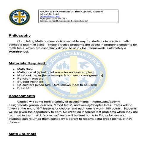 Orientation 2012 - Math Information