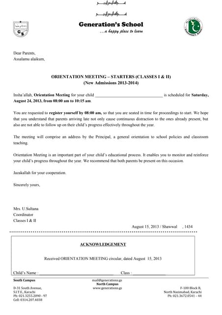 parents meeting letter
