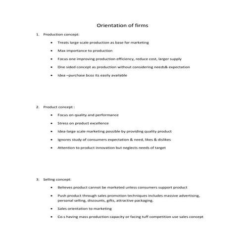 Orientation of firms