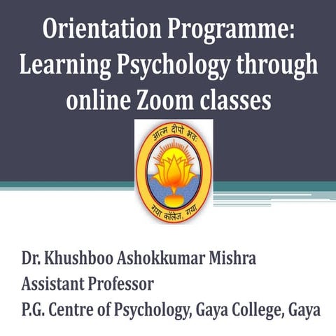 Orientation programme teaching learning process through zoom