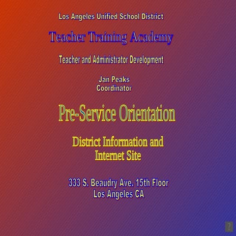 TTA Orientation Facts and Internet