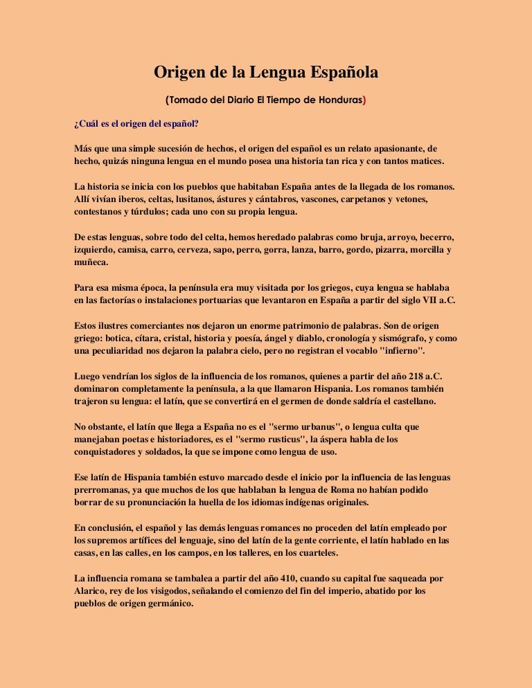 Origen de la lengua española