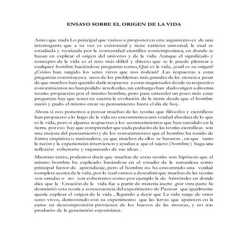 El origen de la vida | PDF