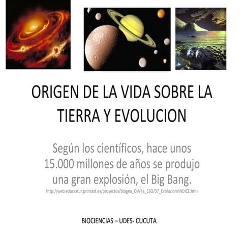 Origen de la vida sobre la tierra