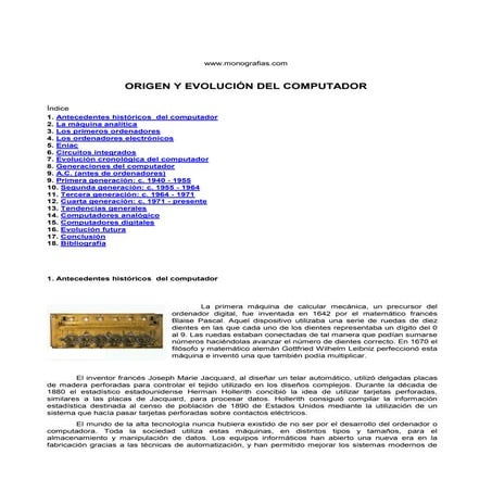 Origen y evolución del computador
