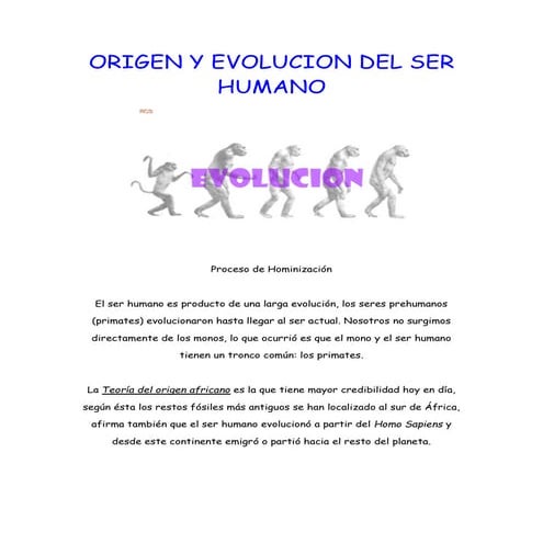 Origen y evolucion del ser humano | PDF
