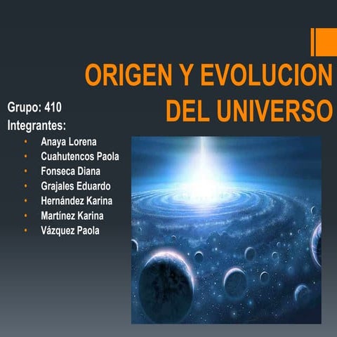 Origen y evolucion del universo