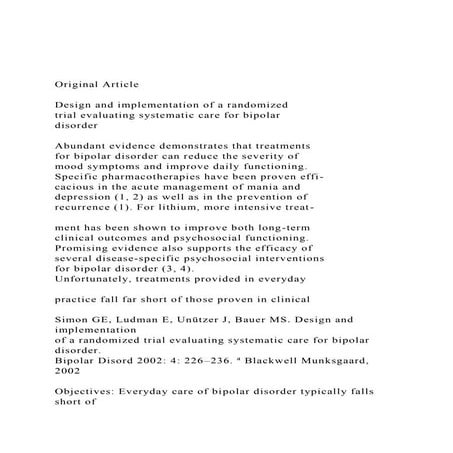 Sytematic treatment enhancement program for bipolar disorder(step bd ...