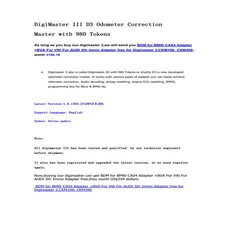Original digimaster 3 digimaster iii odometer correction master with 980 tokens