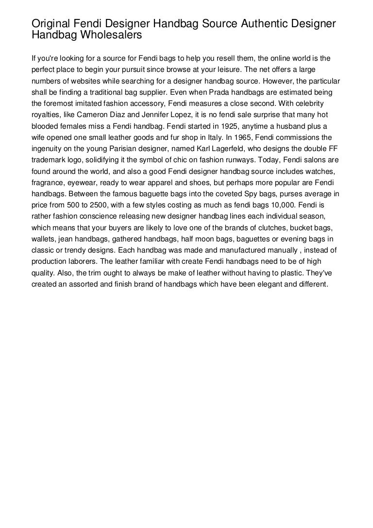 Original Fendi Designer Handbag Source Authentic Designer Handbag W…