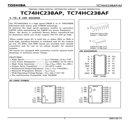 Original Logic IC TC74HC238AF 74HC238AF 238AF SOP-16 New Toshiba